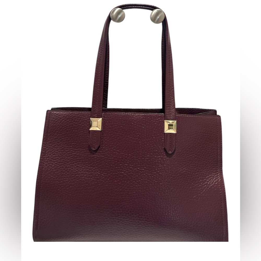 Authentic Furla Amina Small Pebbled Leather Tote – Bordeaux / Burgundy - Picture 2 of 13